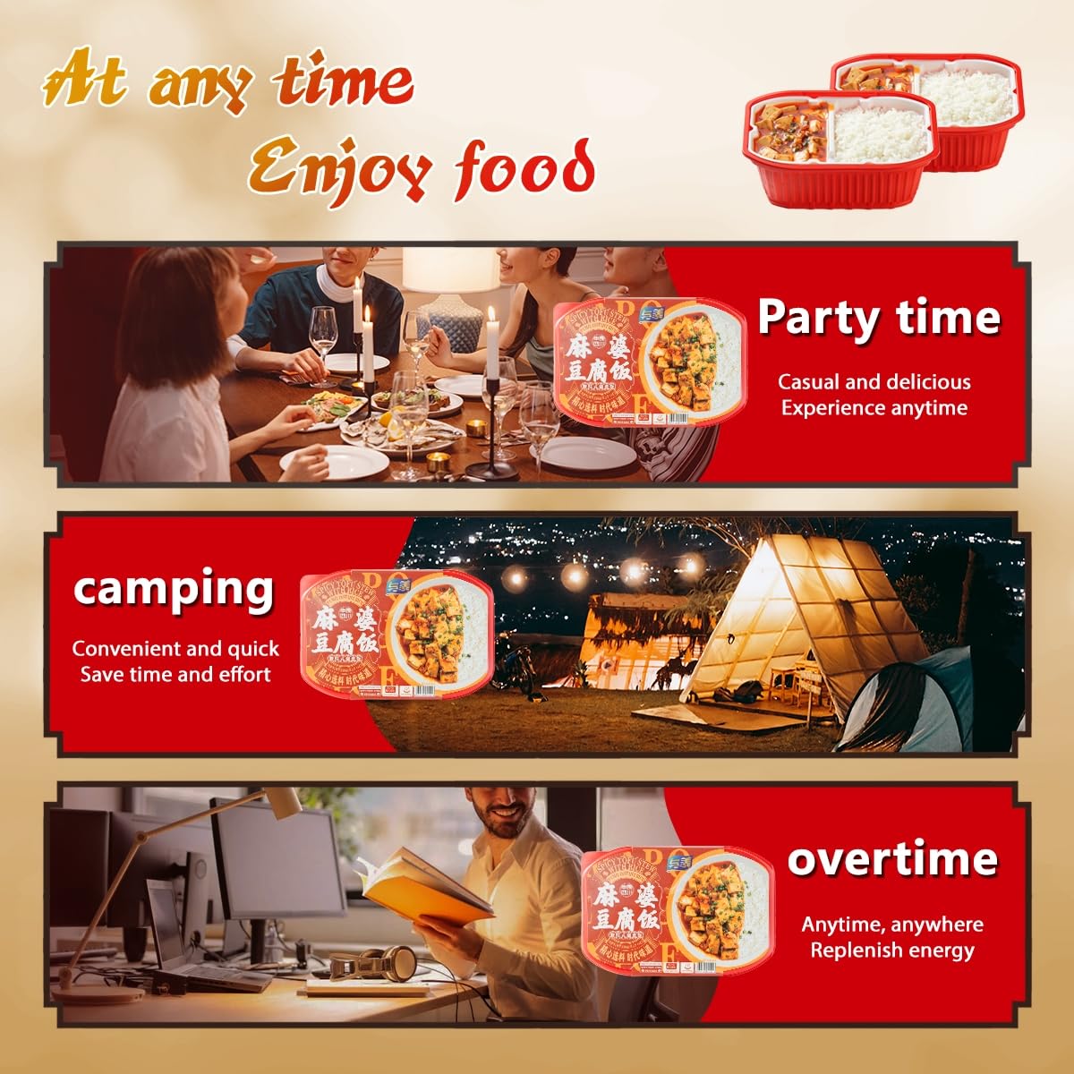 YUMEI Mapo Tofu Stew, Instant Spicy Tofu Meal with Rice, High Protein Low Fat, Vegan, Made with Non-GMO Soybeans, Self heating Tofu Meal Instant Rice - Image 4