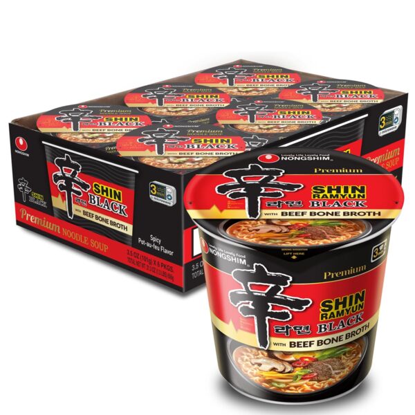 Nongshim Shin Black Noodle Soup, Spicy, 3.5 Ounce (Pack of 6)