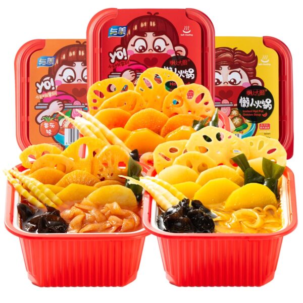 3 Pack Yumei Instant Hotpot Self-Heating 425g, With Vegetable and Noodles in, Tomato Flavor(Tomato Soup)