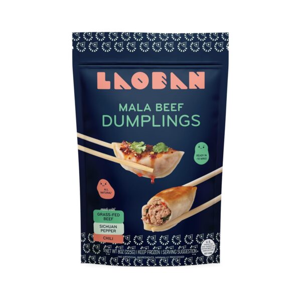 Laoban Dumplings︱Spicy Beef Frozen Dumplings︱Angus Beef, Sichuan Pepper, Chili︱Made From Scratch with Best Ingredients︱Frozen Meals for Everyday, Heats Up for Dinner in Minutes | No Artificial Ingredients or Preservatives (8oz)